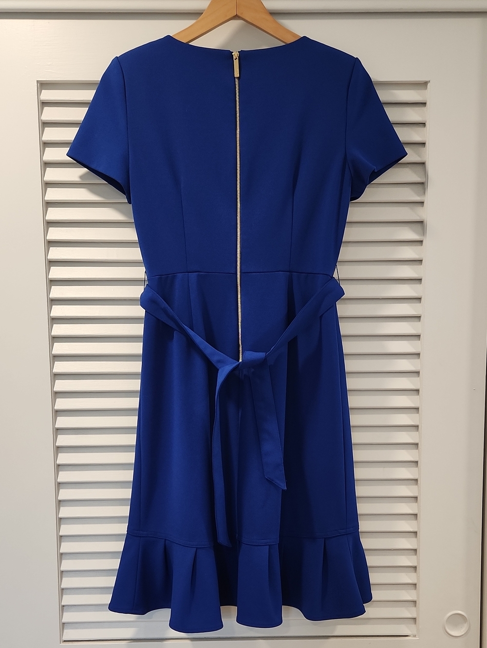 Calvin Klein Royal Blue Ruffle-Hem Sheath Dress Size 10 - Picture 4 of 5